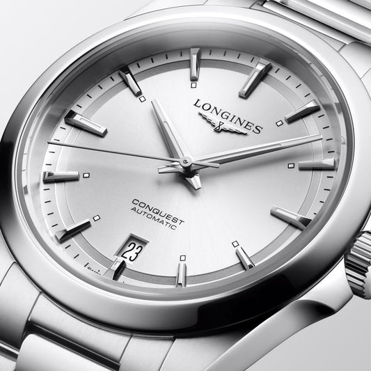 Longines Uhr Conquest 38mm Silber Automatik Stahl L3.720.4.72.6