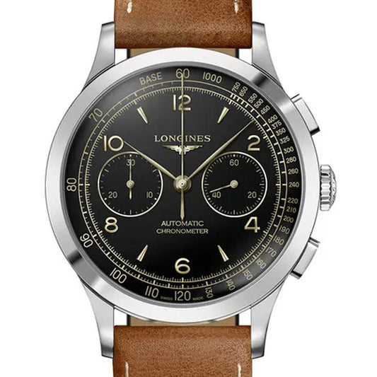 Longines Uhr Record Chronograph 40mm schwarz automatisch Stahl L2.921.4.56.2
