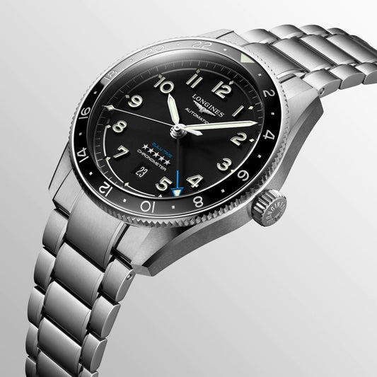 Longines Armbanduhr Spirit Zulu Time 42 mm Schwarz Automatik Stahl L3.812.4.53.6