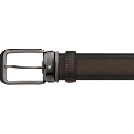 Montblanc Gürtel 35mm rechteckige Schnalle gefärbtes braunes Leder 129456