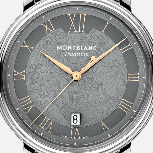 Montblanc Uhr Tradition Automatic Date 40 mm grau Automatik Stahl 132433