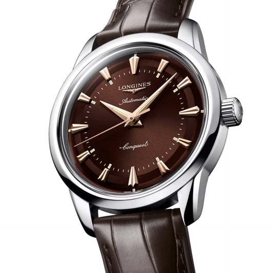 Longines Uhr Heritage 38mm braun Stahl Automatik L1.649.4.62.2