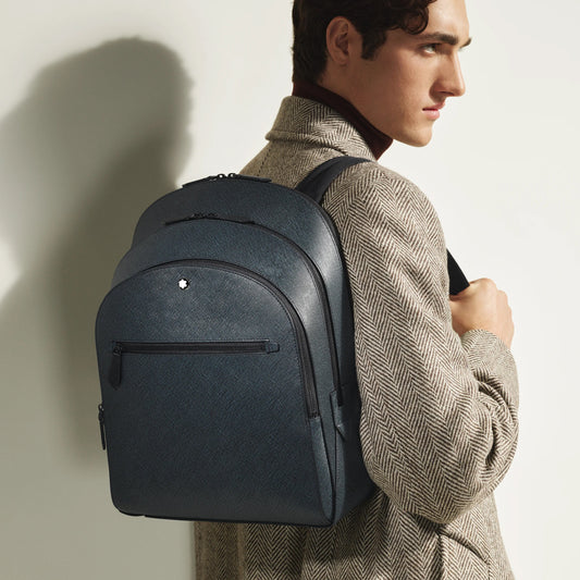 Montblanc Rucksack Medium mit 3 Fächern Sartorial Tweed Blau 220335