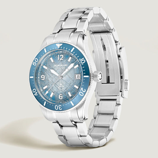 Montblanc Uhr Iced Sea Automatic Date 0 Oxygen 38mm hellblau Automatik Stahl 134022