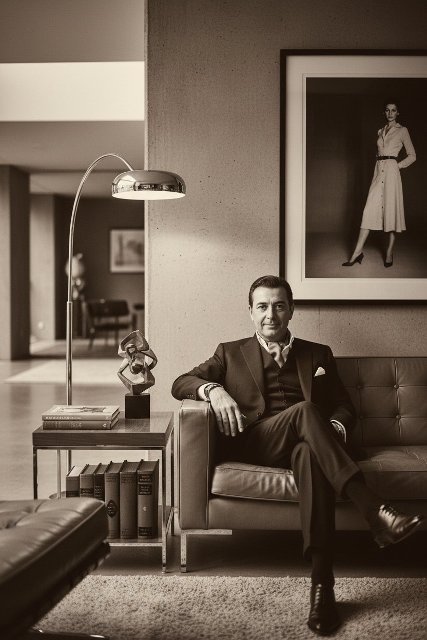 Ritratto di Willy Rizzo — fotografo e designer italiano, anni '70