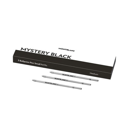 Montblanc 3 kleine Kugelschreiberminen Mystery Black, Schwarz 128222