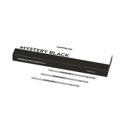 Montblanc 3 kleine Kugelschreiberminen Mystery Black, Schwarz 128222