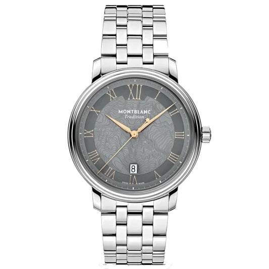 Montblanc Uhr Tradition Automatic Date 40 mm grau Automatik Stahl 132433