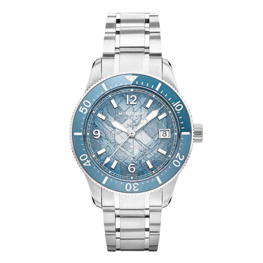 Montblanc Uhr Iced Sea Automatic Date 0 Oxygen 38mm hellblau Automatik Stahl 134022