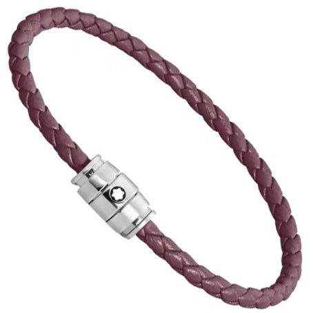 Montblanc Armband aus Stahl mit 3 Ringen und Leder Meisterstück Cassis Größe S 13431360