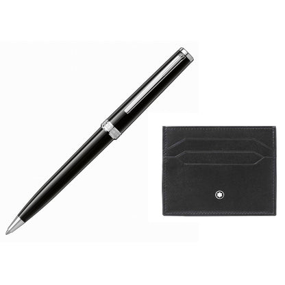 Montblanc Set Kugelschreiber Pix und Kreditkartenetui 6 Fächer Meisterstück schwarz 137793