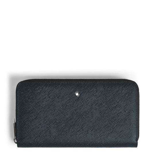 Montblanc Geldbörse mit 12 Fächern und Reißverschluss Sartorial Tweed blau 220365