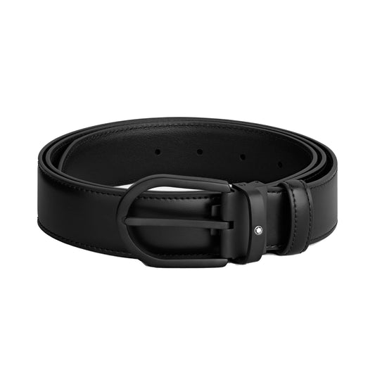 Montblanc Gürtel 35 mm schwarzes Leder mit Hufeisenschnalle 199650
