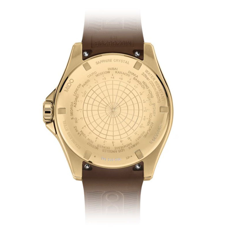 Mido Ocean Star GMT 44mm schwarze Automatikuhr, PVD-Beschichtung aus Gelbgold M026.629.37.291.00