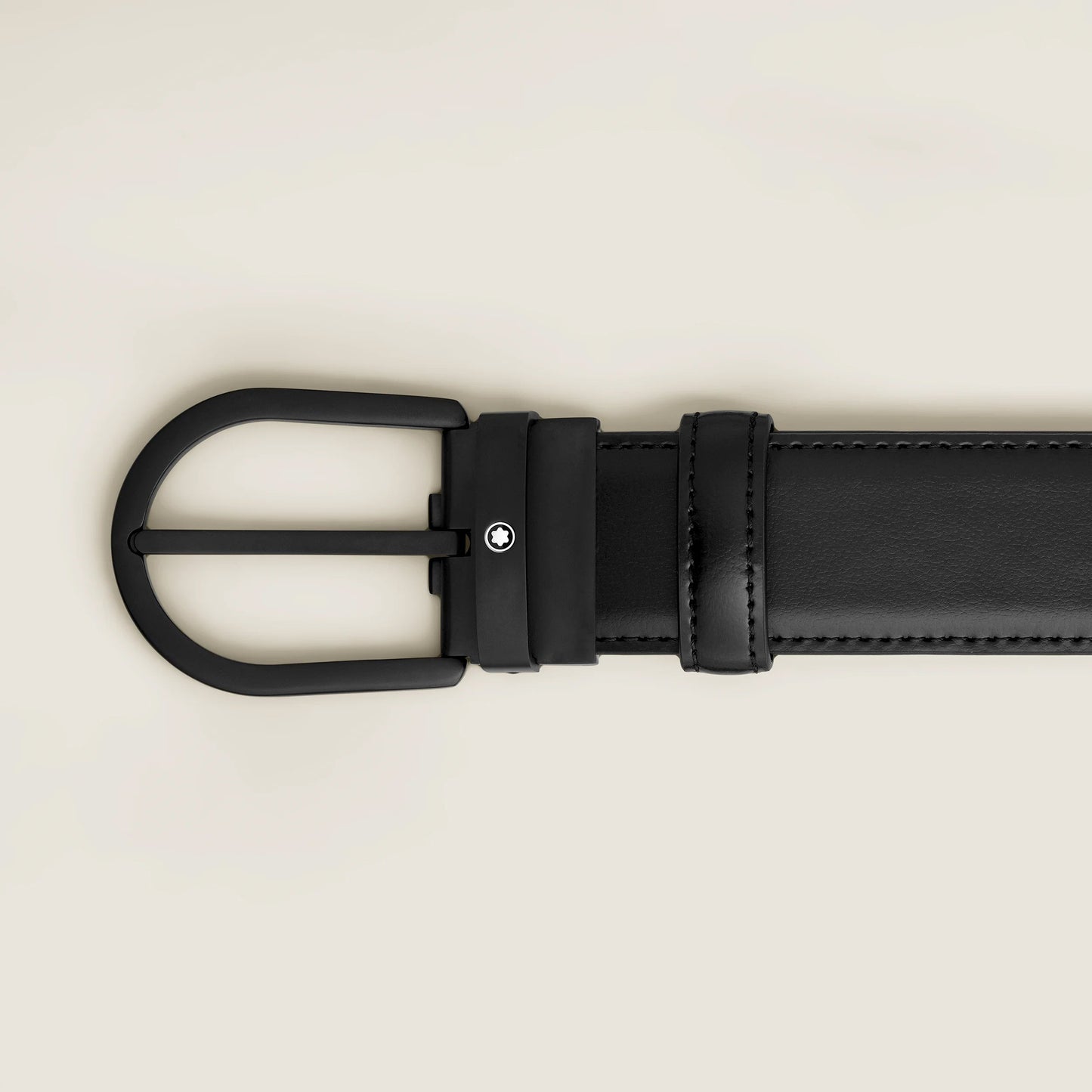 Montblanc Gürtel 35 mm schwarzes Leder mit Hufeisenschnalle 199650