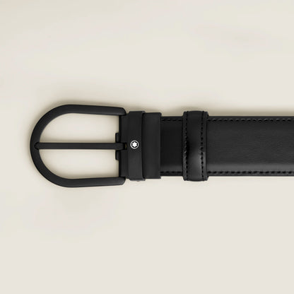 Montblanc Gürtel 35 mm schwarzes Leder mit Hufeisenschnalle 199650
