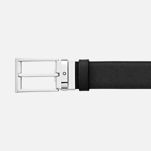 Montblanc Gürtel 35mm trapezförmige Schnalle reversibel Leder Sartorial schwarz blau verstellbare Länge 118438