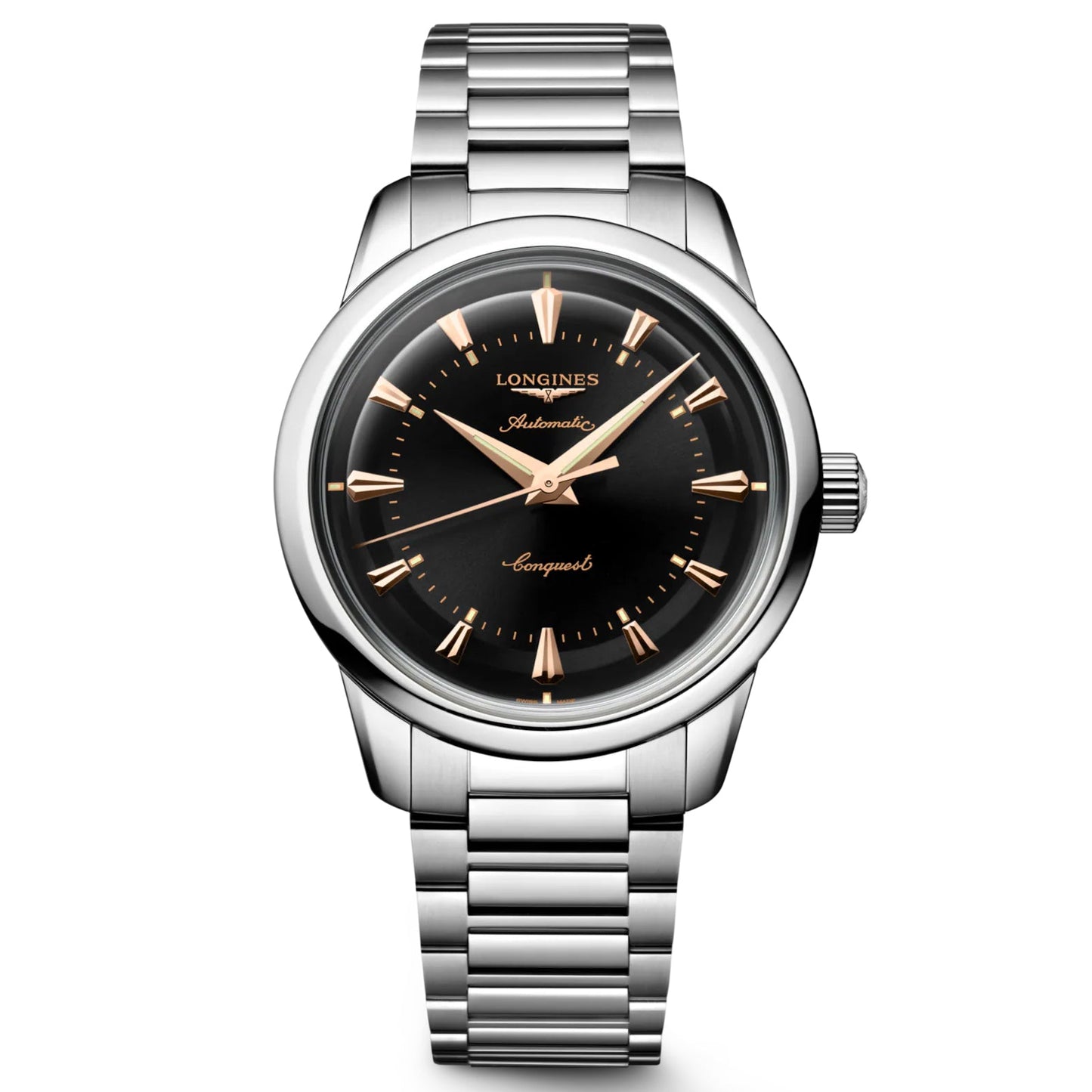 Longines Uhr Conquest Heritage 38mm schwarz automatisch Stahl L1.649.4.52.6