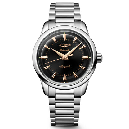 Longines Uhr Conquest Heritage 38mm schwarz automatisch Stahl L1.649.4.52.6