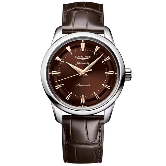 Longines Uhr Heritage 38mm braun Stahl Automatik L1.649.4.62.2