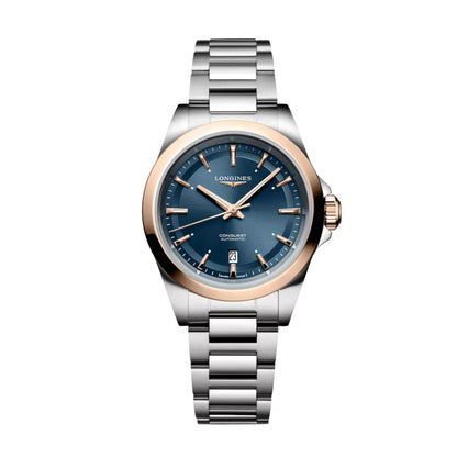 Longines Conquest Uhr 30 mm blau Automatik Edelstahl PVD-Roségold-Finish L3.320.5.92.6