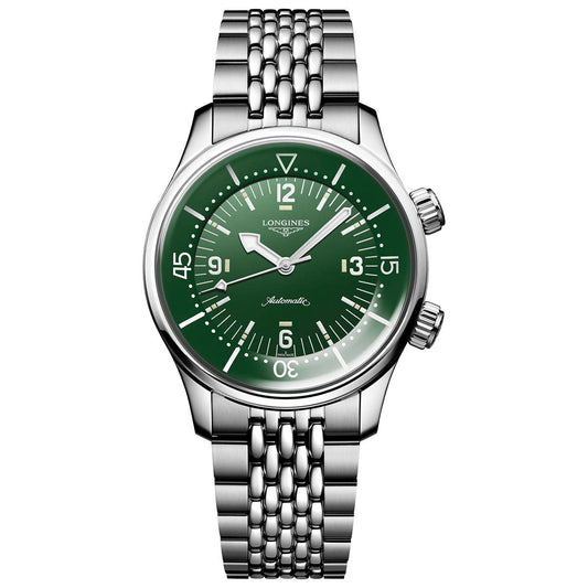 Longines Uhr Legend Diver 39mm grün Automatik Stahl L3.764.4.06.6