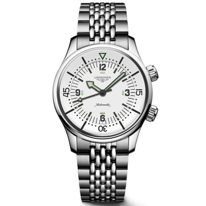 Longines Uhr Legend Diver 38mm Weiß Automatik Stahl L3.764.4.99.6