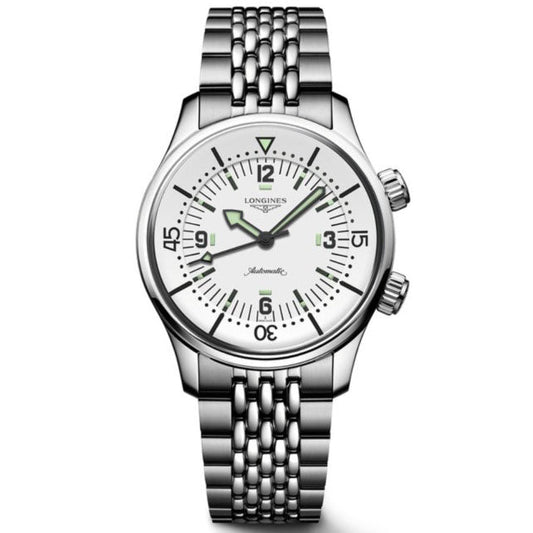 Longines Uhr Legend Diver 38mm Weiß Automatik Stahl L3.764.4.99.6