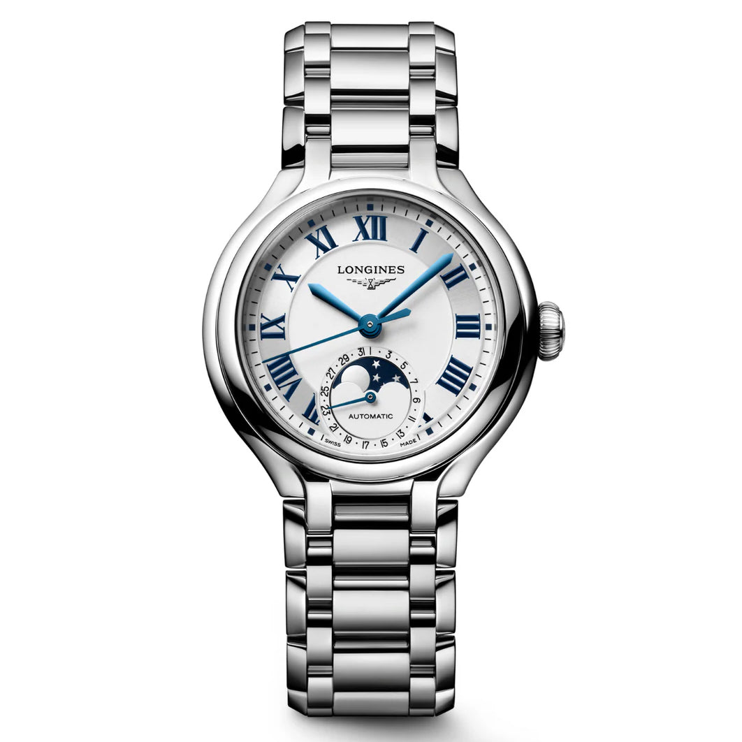 Longines Uhr Primaluna Mondphase 34mm silber Automatik Stahl L8.126.4.71.6