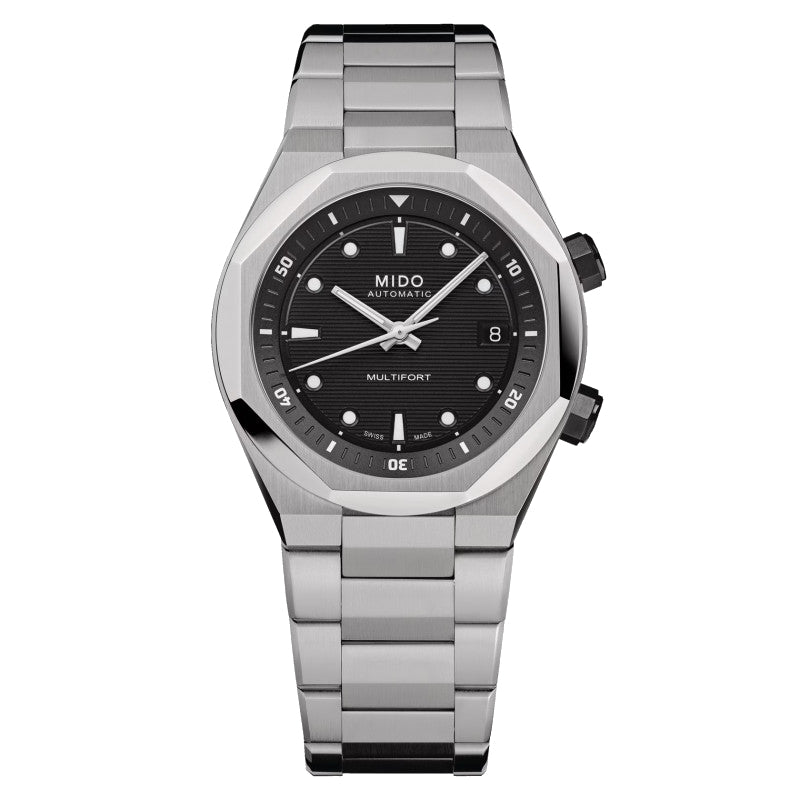 Mido Uhr Multifort 8 Two Crowns 38,4 x 40mm Schwarz Automatik Stahl M047.507.11.051.00