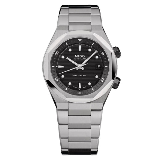 Mido Uhr Multifort 8 Two Crowns 38,4 x 40mm Schwarz Automatik Stahl M047.507.11.051.00