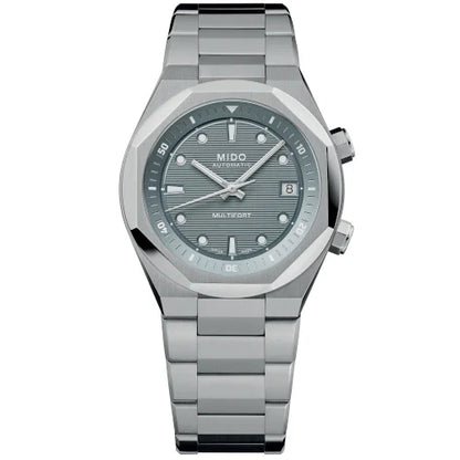 Mido Uhr Multifort 8 Two Crowns 38,4 x 40mm Grau Automatik Stahl M047.507.11.081.00