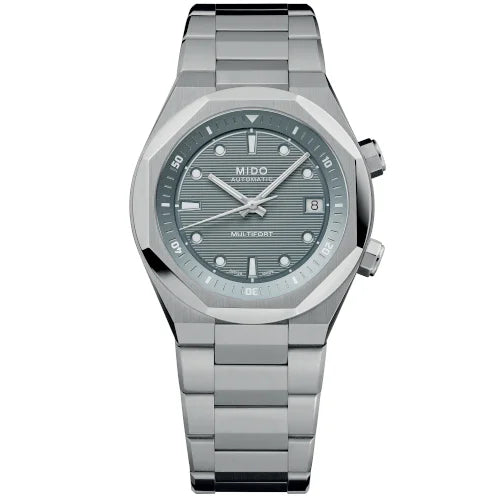 Mido Uhr Multifort 8 Two Crowns 38,4 x 40mm Grau Automatik Stahl M047.507.11.081.00