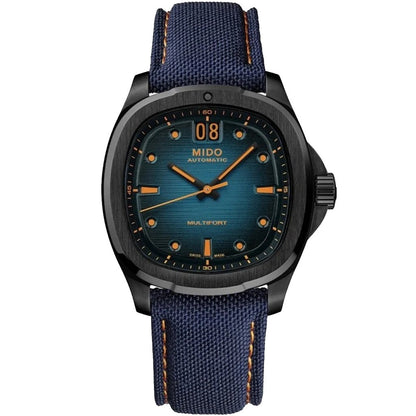 Mido Multifort TV Big Date 39x40mm blau Automatik Uhr schwarze PVD-Stahl M049.526.37.041.00