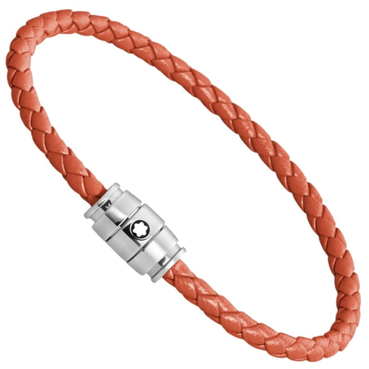 Montblanc Armband aus Stahl mit 3 Ringen und Leder Meisterstück Cayenne Größe L 13429168