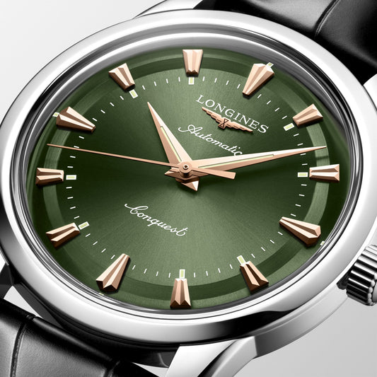 Longines Uhr Conquest Heritage 40mm grün Automatik Stahl L1.650.4.02.2