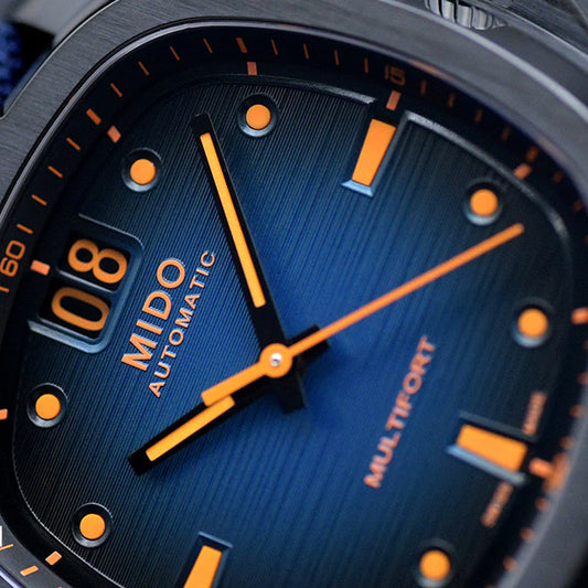 Mido Multifort TV Big Date 39x40mm blau Automatik Uhr schwarze PVD-Stahl M049.526.37.041.00
