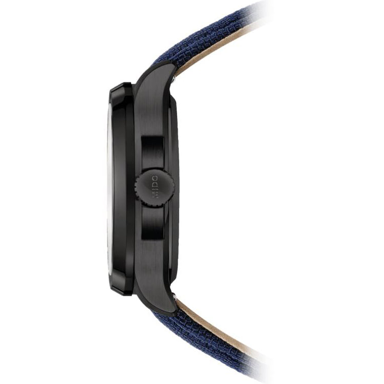 Mido Multifort TV Big Date 39x40mm blau Automatik Uhr schwarze PVD-Stahl M049.526.37.041.00