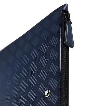 Montblanc borsetta astuccio blu inchiostro con zip in pelle e motivo geometrico l’astuccio montblanc extreme elegante