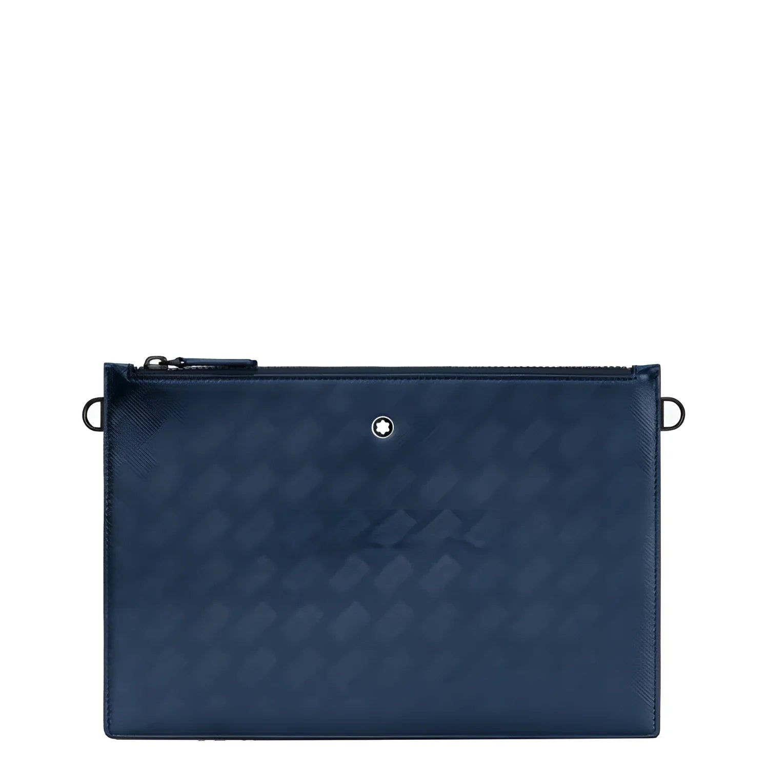 Navy blue textured leather montblanc borsetta astuccio blu inchiostro con logo e zip in argento l’astuccio montblanc extreme 3.0