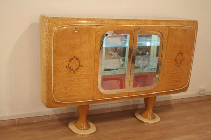 Mobile bar credenza vittorio dassi in legno art deco con ante in vetro credenza mid-century moderna anni 50