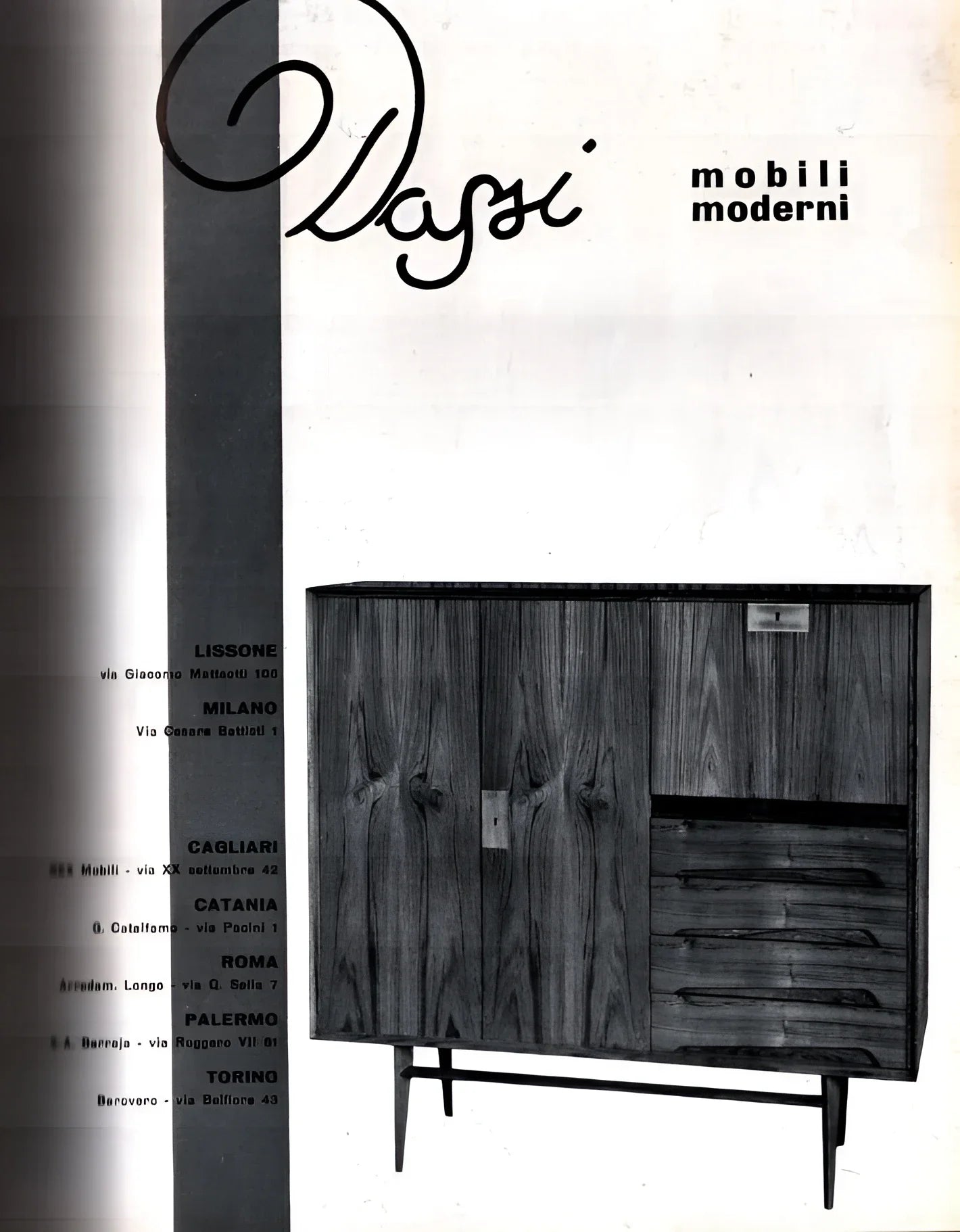 Credenza edmondo palutari restaurata in legno mid-century moderno con gambe a tronco e cassetti multiple anta vintage 1950