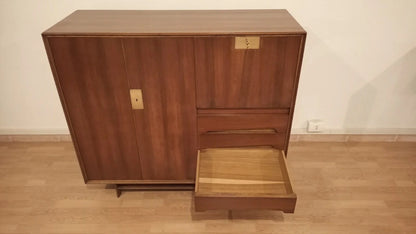 Credenza edmondo palutari vintage in legno con anta scorrevole e cassetto modello heightboard anni 1950 restaurata