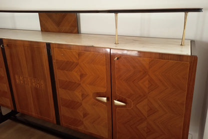 Credenza mid-century dassi in legno con pannelli geometrici e dettagli in ottone mobile bar consolle vittorio dassi