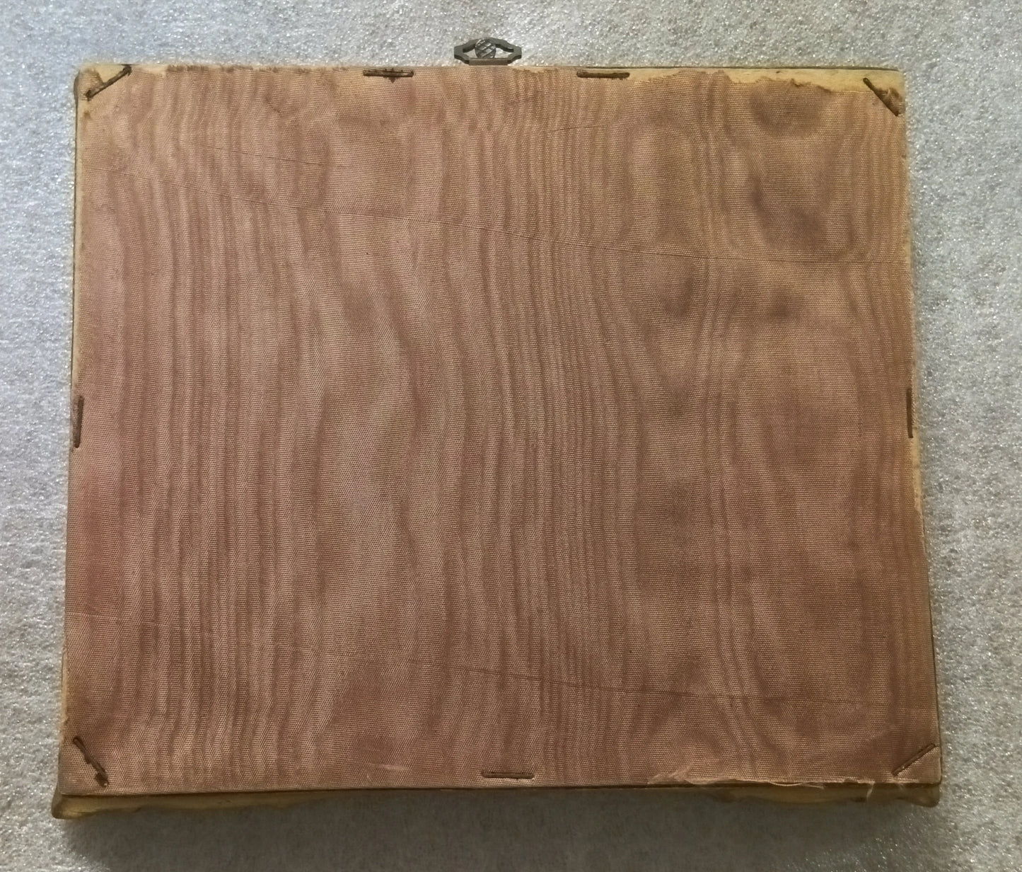 Cornice quadrata in legno naturale marrone con gancio in metallo per miniatura olio su tela inglese firmata del xix secolo
