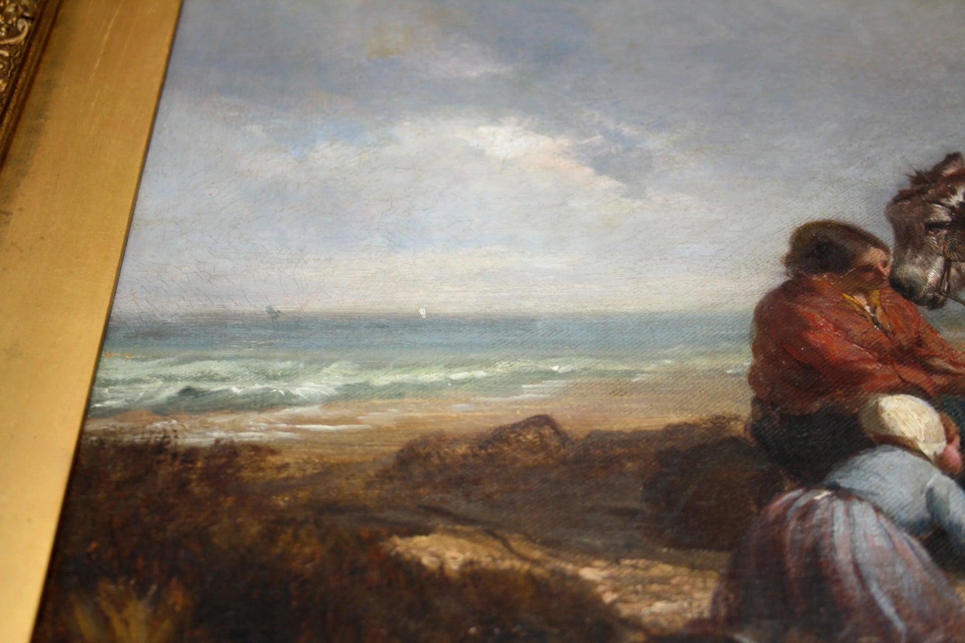 Giacca in pelle marrone con bottoni dorati e colletto in pelliccia joseph paul pettitt george young the mussel gatherers south coast gatherers