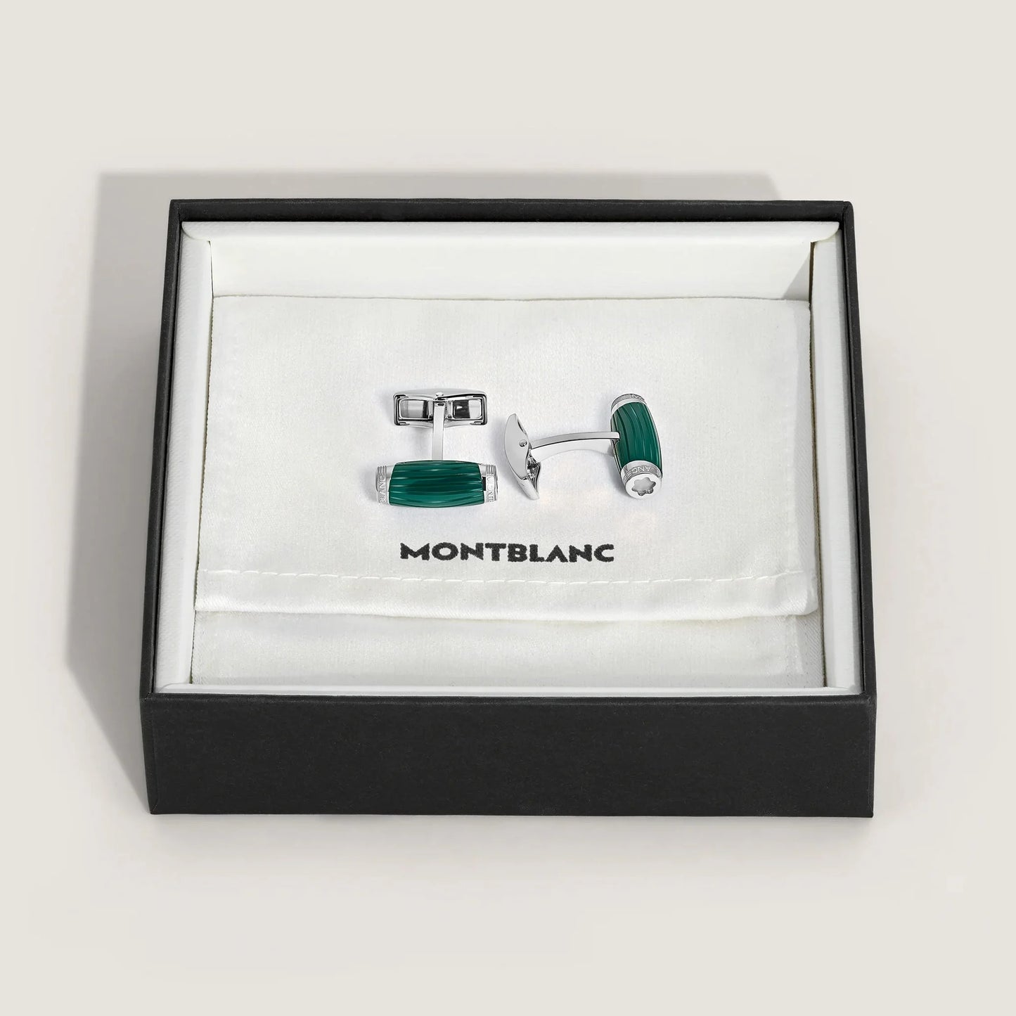 Montblanc gemelli starwalker polargreen verdi in malachite con dettagli in metallo argento della collezione starwalker polargreen