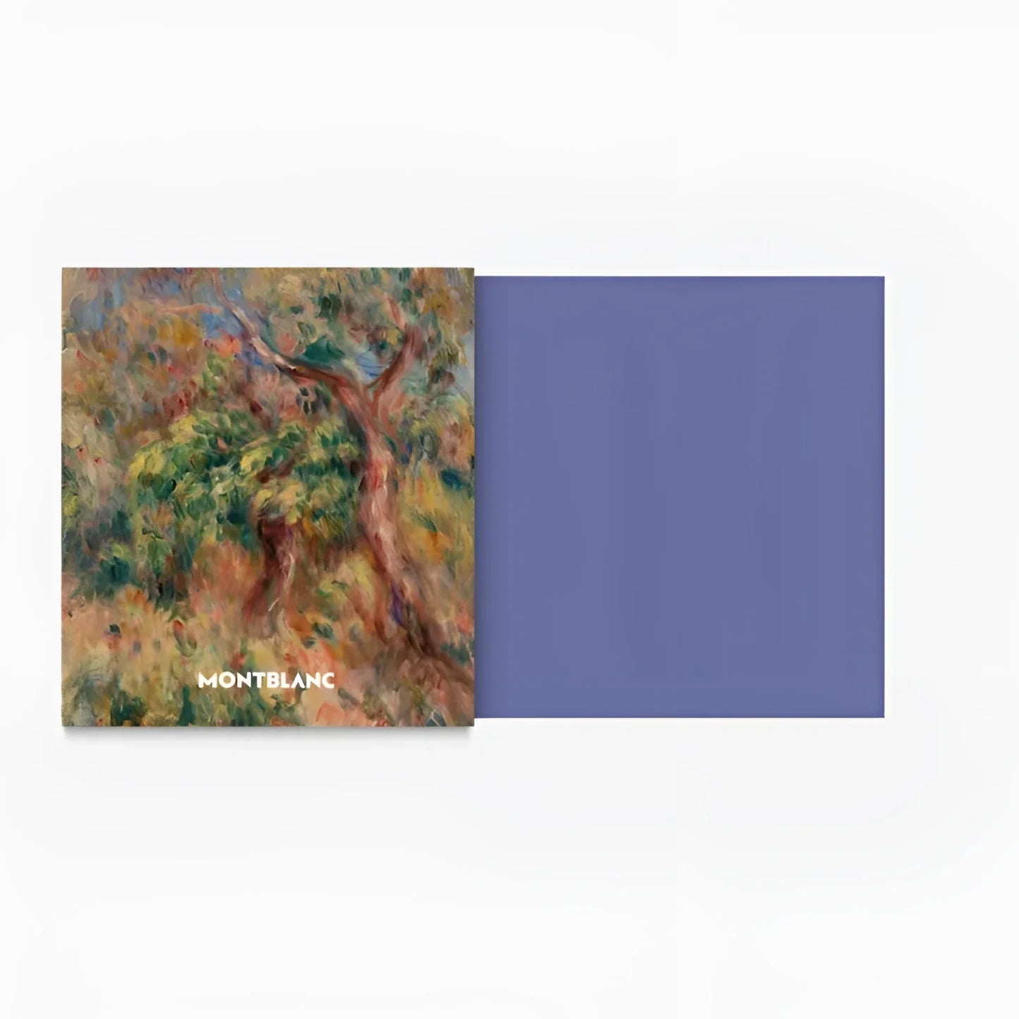Montblanc boccetta d’inchiostro 50ml con copertina decorata da pittura impressionista ad albero vibrante blu outremer