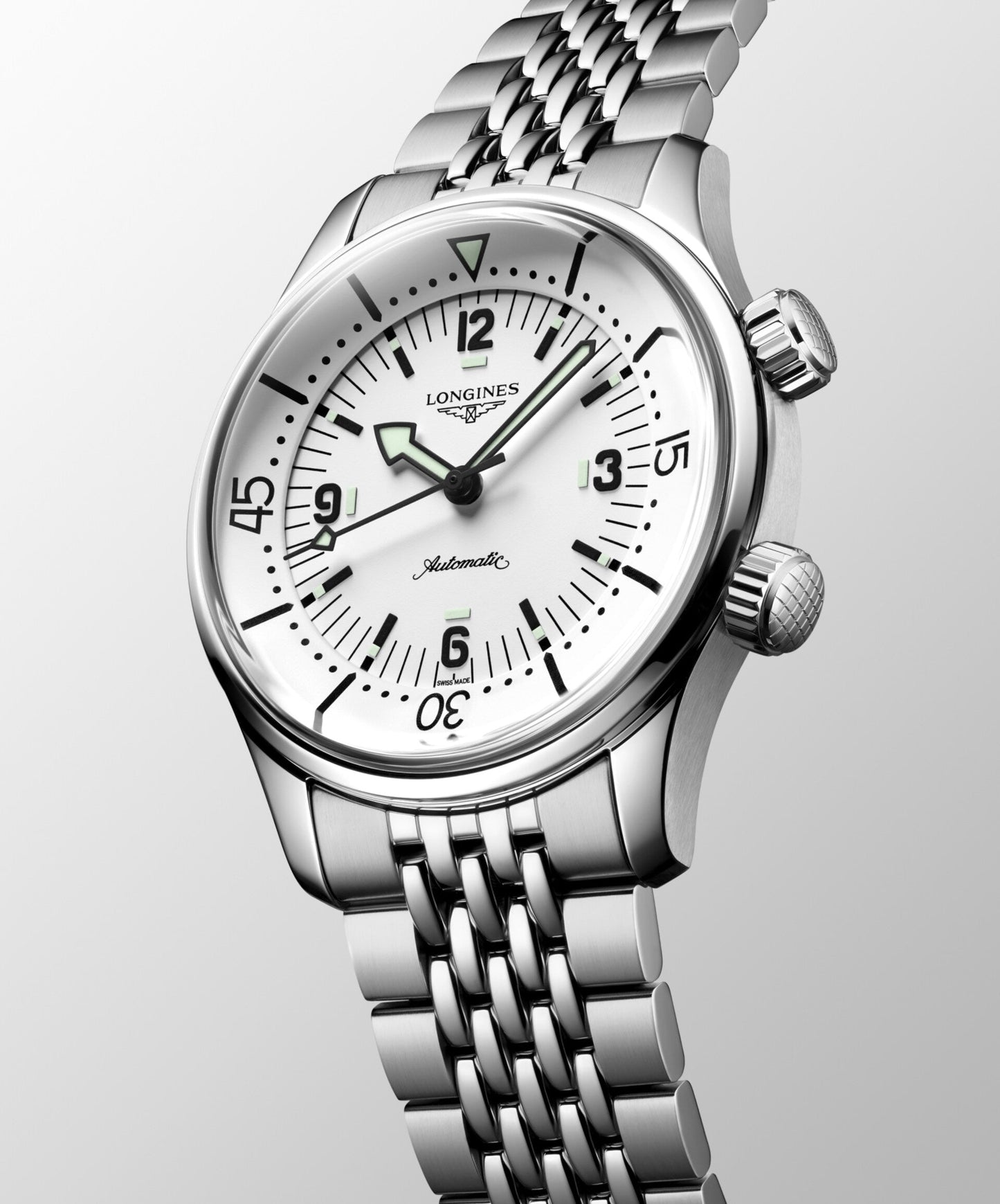 Longines Uhr Legend Diver 38mm Weiß Automatik Stahl L3.764.4.99.6