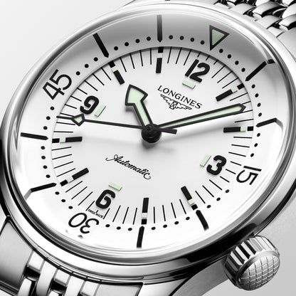 Longines Uhr Legend Diver 38mm Weiß Automatik Stahl L3.764.4.99.6
